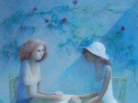 coffee in the courtyard  Coffee in the Courtyard -  Pastel on Paper